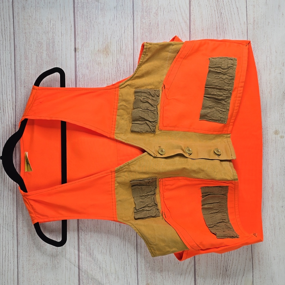 Vintage Black Sheep orange coloe blocl hunting game frontloader vest sz XL